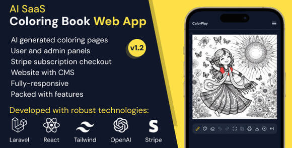 ColorPlay v1.1 – AI SaaS Coloring Book Web App Script