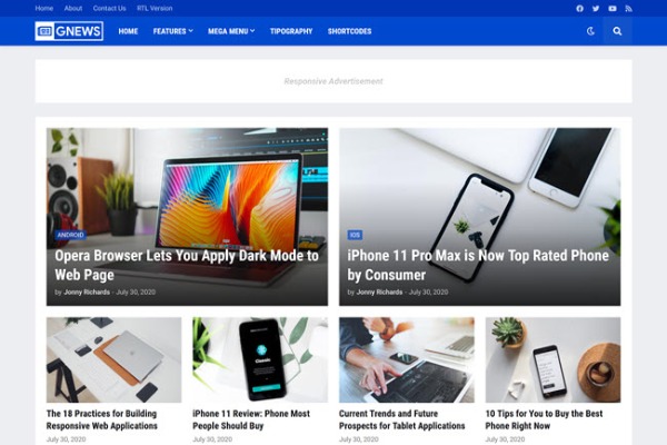 GNews v2.0 – (Premium) Responsive Magazine Blogger Template
