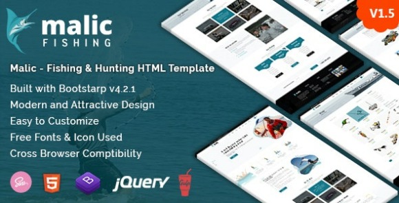 Malic v1.5 – Fishing & Hunting Club HTML Template + RTL Free