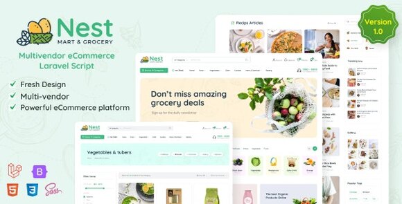 Nest v1.25.9 Nulled – Multivendor Organic & Grocery Laravel eCommerce Script