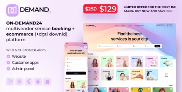 On-Demand24 (16 Feb 2026) – Multi-Vendor Salon & Service Booking Platform with Admin, Web & Mobile Apps Source