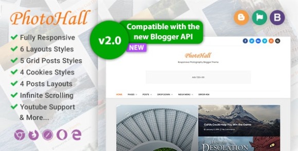 PhotoHall v2.1 – Responsive Photography Blogger Theme Free