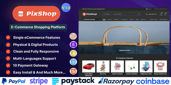 PixShop v1.0 – E-Commerce Shopping Platform Script