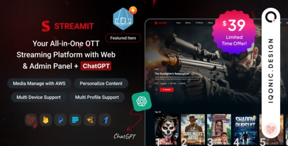 Streamit Laravel v2.0 – Movie, TV Show, Video Streaming Platform with Laravel with ChatGPT Script